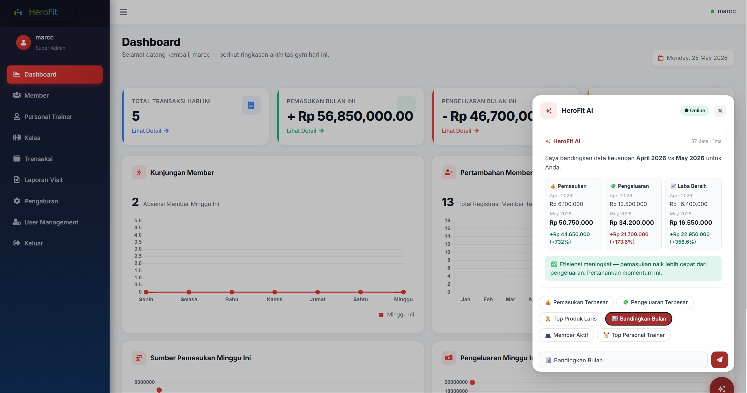HeroFit AI Dashboard