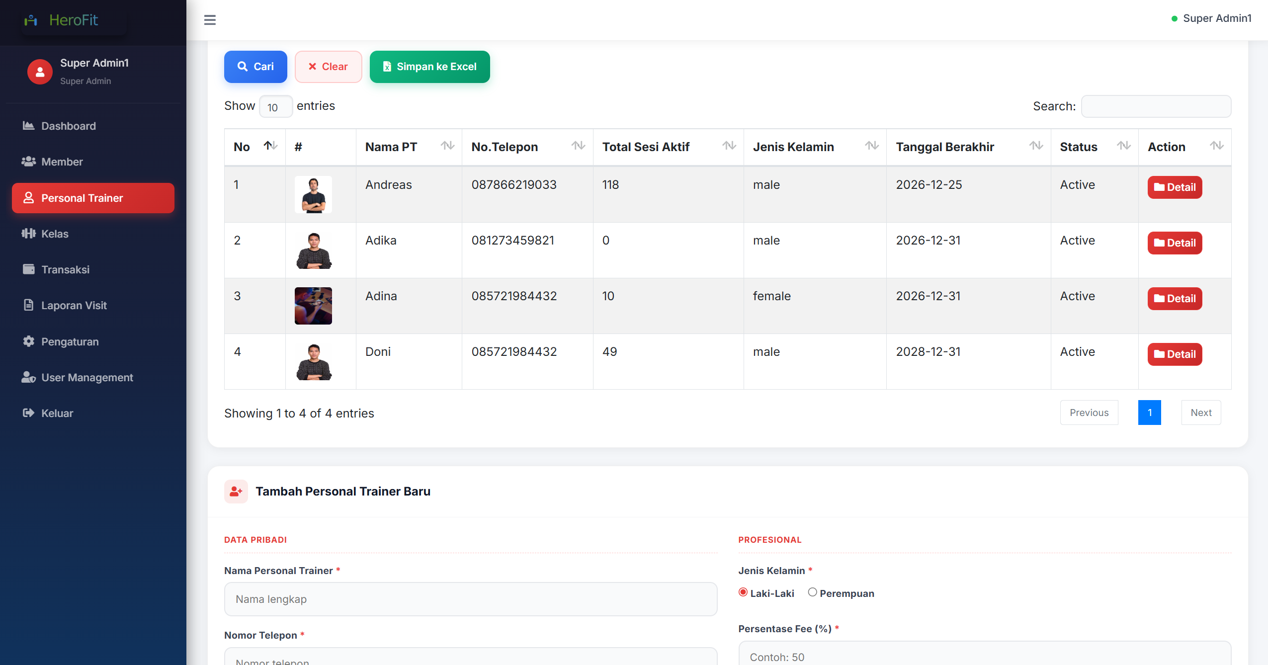 Personal Trainer Management